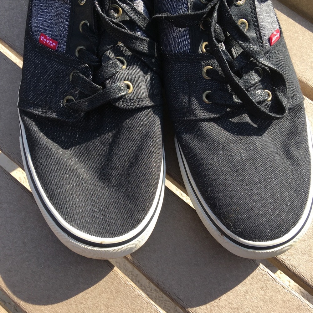 Levi Strauss & Co. Black Gray Tan Low-Top Casual Sneakers SZ 13 Preppy - Picture 4 of 9